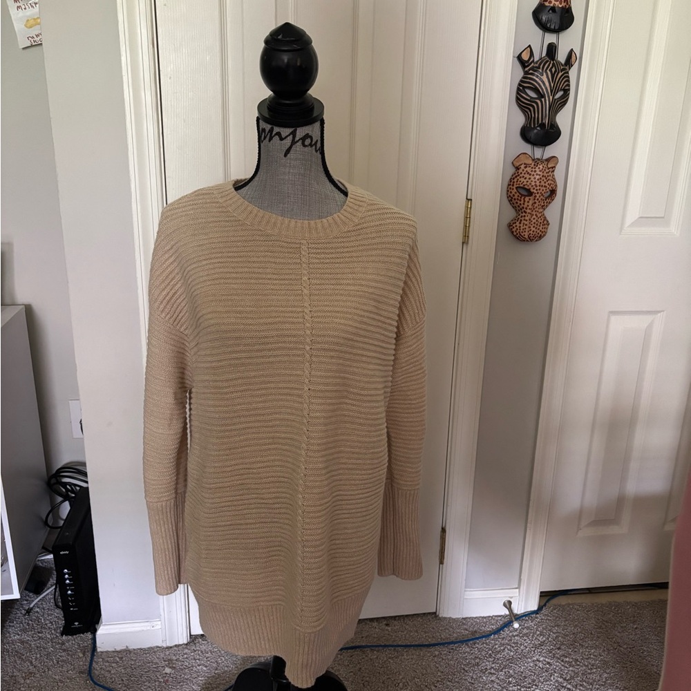 Nine West Cream Crew Neck Sweater with Textured Knit